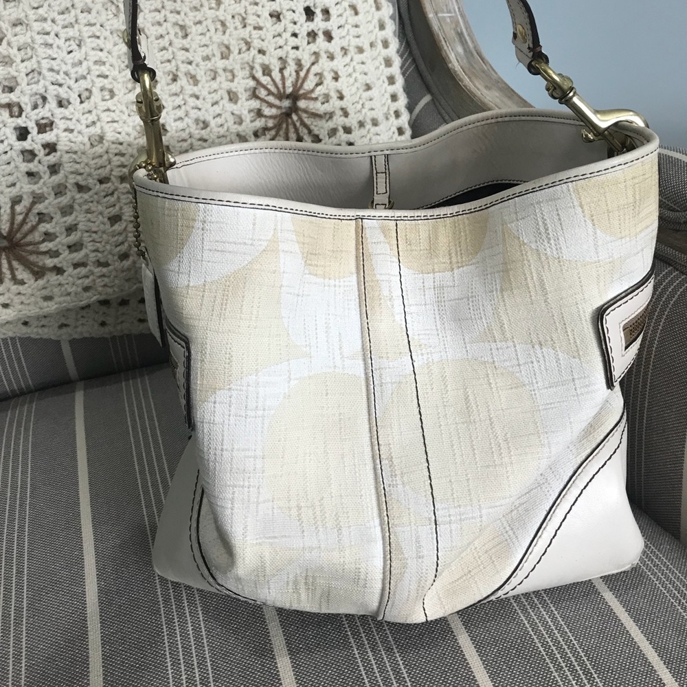 Coach white/cream hobo with gold hardware